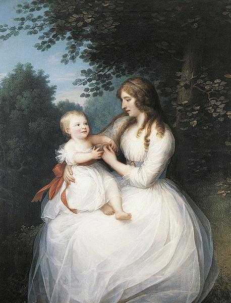 Erik Pauelsen Portrait of Friederike Brun with her daughter Charlotte sitting on her lap France oil painting art